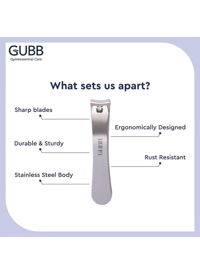 GUBB - Curved Nail Clipper For Men & Women | Stainless Steel Nail Cutter That Fits In Nails Easily | Designed For Women & Men | Sharp Blades | Made With Stainless Steel | For Well-Groomed Nails - Image 1