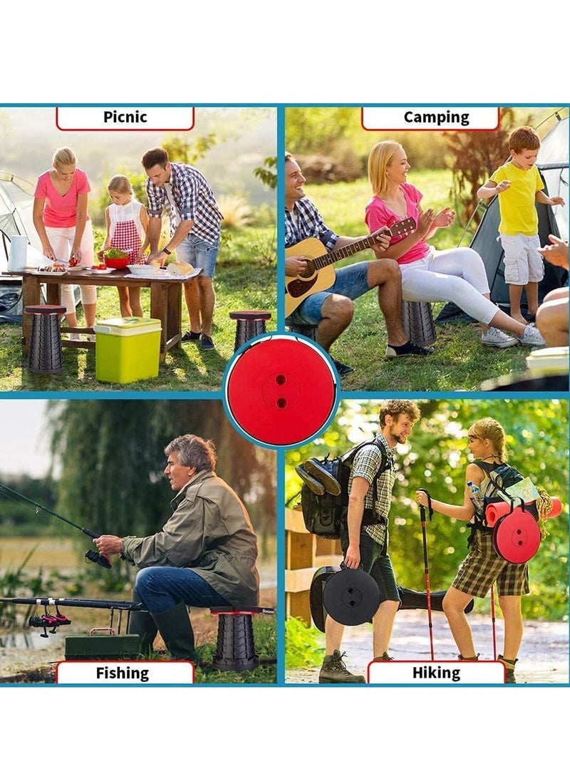 TIGER 2023 Upgraded Portable Collapsible Folding Stool – Retractable Telescoping Camping Stool for Adults, Ideal for Outdoor Fishing, Hiking, Gardening, Travel & BBQ (Red)  - Image 3