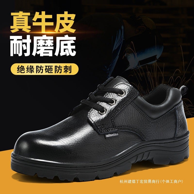 Genuine Leather Labor Protection Shoes Men'S Four Seasons Steel Toe Anti-Smash Anti-Puncture Safety Shoes Wear-Resistant Electrical Insulated Shoes 6Kv - Image 2