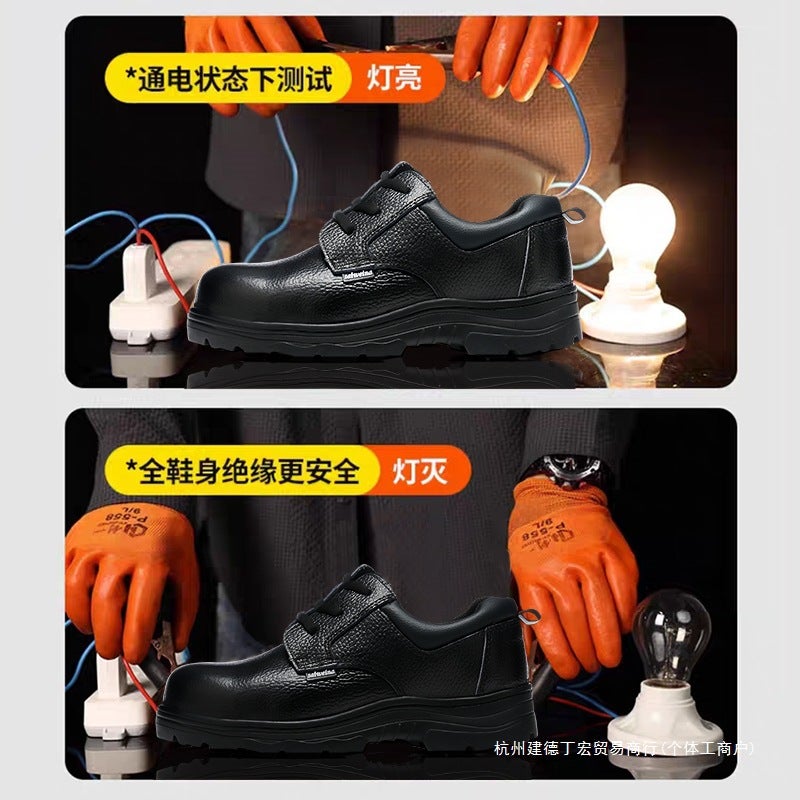Genuine Leather Labor Protection Shoes Men'S Four Seasons Steel Toe Anti-Smash Anti-Puncture Safety Shoes Wear-Resistant Electrical Insulated Shoes 6Kv - Image 5