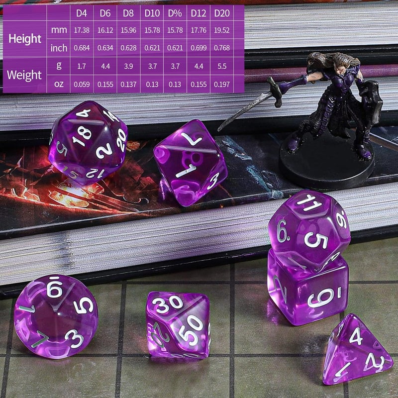 CiaraQ DND Polyhedral Dice Set with a Black Dice Bag for D&D RPG MTG Role Playing Table Games - Image 3