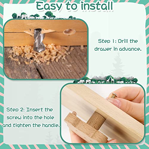 Qunclay 12 Set Wooden Animal Dresser Knobs Decorative Nursery Wood Drawer Pulls with Screws Furniture Pulls Handles for Nursery Home Bedroom Kitchen Cabinets Hardware Cupboard (Cute) - Image 4
