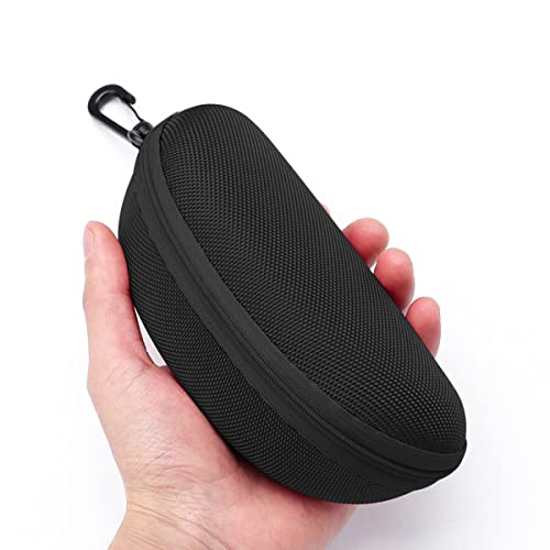 SteelFever 3pcs Zipper Hard Shell Sunglasses Case and Eyeglasses Case Portable Travel Glasses Case with Plastic Hook (Black) - Image 5