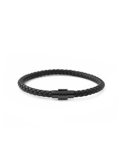 Riblor Vittorio Leather Bracelet Black And Shiny Black Clasp  - Image 1