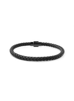 Riblor Vittorio Leather Bracelet Black And Shiny Black Clasp  - Image 2
