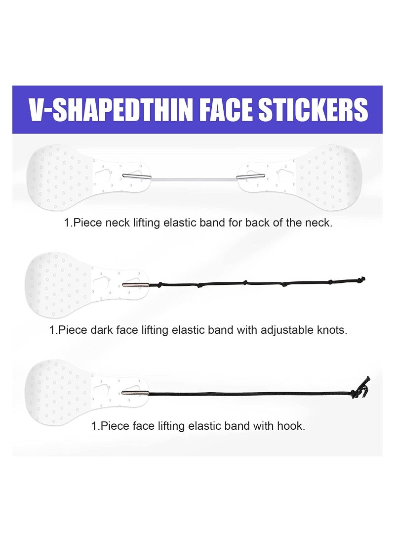 KHAJUL 40 Pieces Face Lift Tapes Face Lifting Patch Invisible V-line Face lift Sticker Neck and Eye makeup Lift strips Waterproof Elasticity Double Chin Lift Patch with 3 Pieces Lifting Ropes for Women Girls  - Image 3