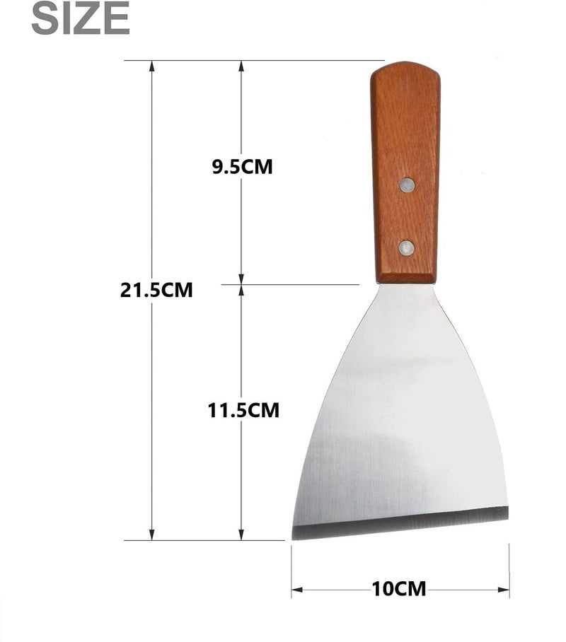 TASKHOUSE Spatula Wooden Handle for Cake Grill Scraper, Pancake Steak Stainless Steel Turner Shovels Frying Cooking (1 Piece) - Image 2
