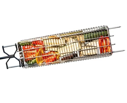 KANKA Grill 100% Stainless Steel BBQ Grill Basket – Double Size Grilling Basket for Fish, Steak, Vegetables & Kebab – Adjustable Levels, Outdoor BBQ Accessories, Dishwasher Safe, XL - Image 1