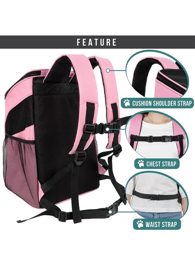 PetAmi Premium Pet Carrier Backpack for Small Cats and Dogs | Ventilated Design, Safety Strap, Buckle Support | Designed for Travel, Hiking & Outdoor Use (Pink)