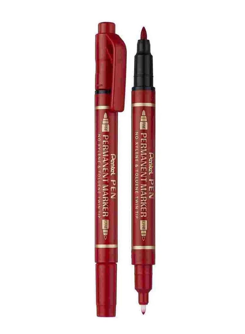 Pentel 12-Piece Twin Tip Permanent Marker Red Ink  - Image 3