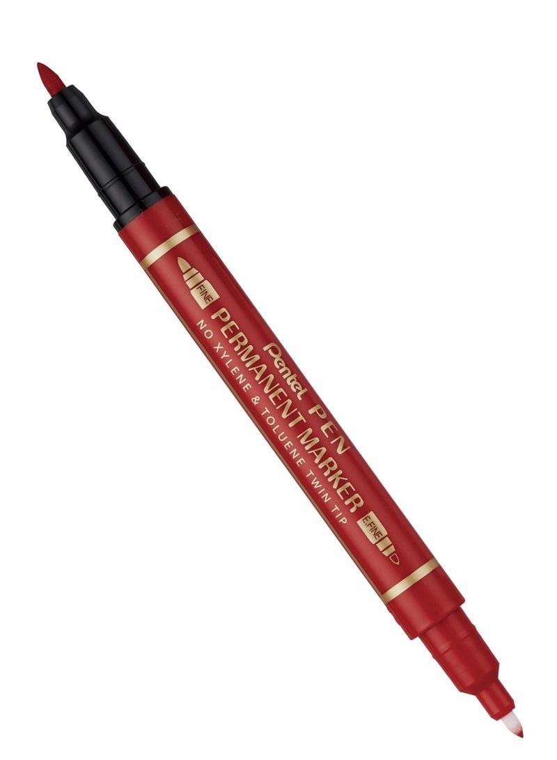 Pentel 12-Piece Twin Tip Permanent Marker Red Ink  - Image 2