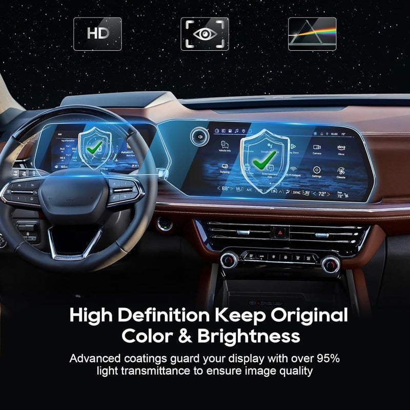 LFOTPP 2025 Chevrolet Tahoe Screen Protector - (4pcs) 17.7"+11" Touchscreen [NCT Shield] Anti Scratch Ultra-tough - Image 5