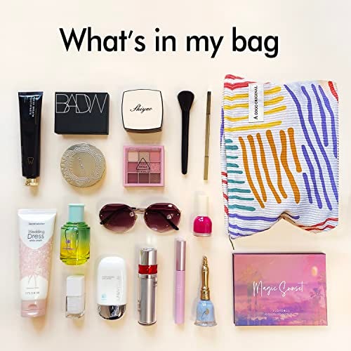 STARDW Cute Makeup Bag Aesthetic Cosmetic Bags for Women Girls, Travel Toiletry Bag Large Capacity Zipper Makeup Pouch, Purse Organizer Pouches,Canvas Lining (Colorful Stripes) - Image 5