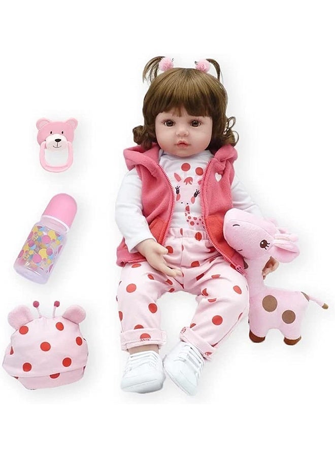 Beauenty Reborn Baby Doll 22 Inch Realistic Newborn Baby Dolls  Lifelike Weighted With Soft Silicone Doll Girls With Plush Toy  Doll Clothes For Age 3+ (A) - Image 5
