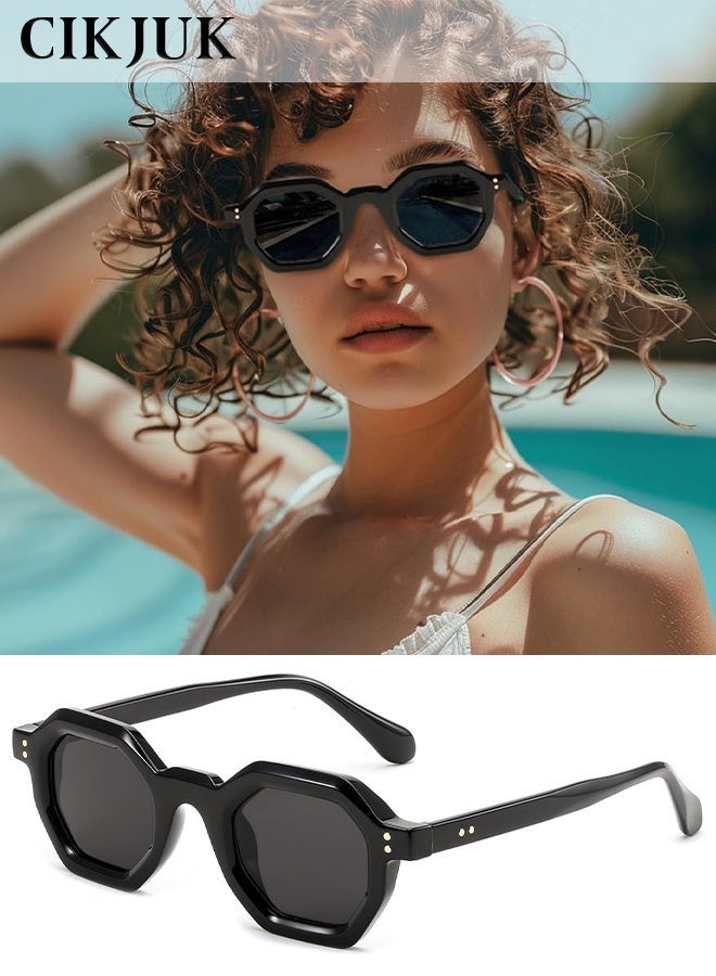 سِيكجُوك نظارات شمسية للرجال والنساء نسائية ورجالية نسائيه رجاليه بإطار سميك عصرية أنيقة بحماية UV400 من الأشعة فوق البنفسجية. هذه النظارة الشمسية الفاخرة تتميز بتصميم نظارة شمسيه نظاره مبتكر وتشمل نضارات نساءيه رجالي نضرات رجال من أفضل النظارات الشمسية المتاحة أسود - Image 1