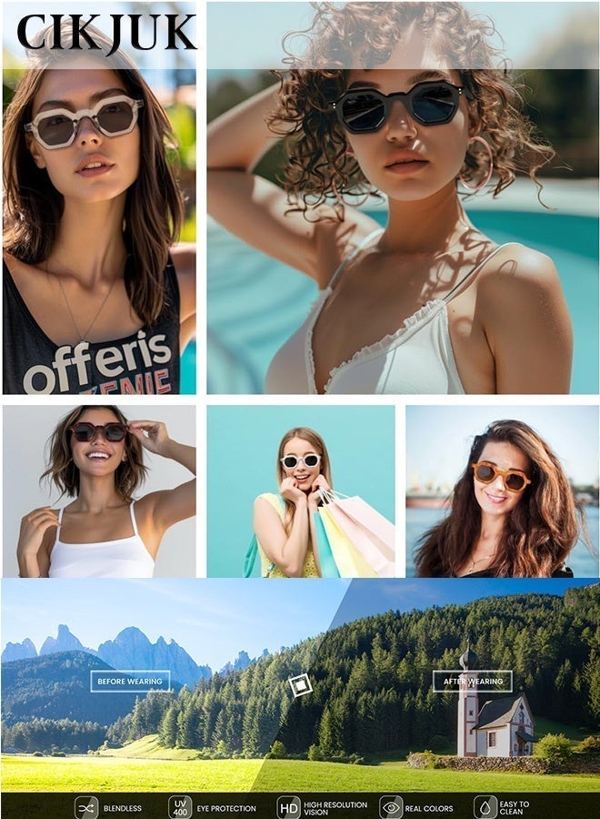 سِيكجُوك نظارات شمسية للرجال والنساء نسائية ورجالية نسائيه رجاليه بإطار سميك عصرية أنيقة بحماية UV400 من الأشعة فوق البنفسجية. هذه النظارة الشمسية الفاخرة تتميز بتصميم نظارة شمسيه نظاره مبتكر وتشمل نضارات نساءيه رجالي نضرات رجال من أفضل النظارات الشمسية المتاحة أسود - Image 2