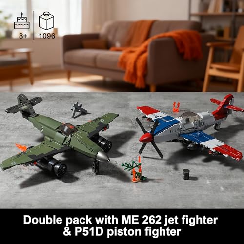 Mr.River WW2 Military Airplane Toy Building Sets Compatible with Lego Me 262 Fighter Jet P51D Plane Army Model Kits for Military Fans Kids Adult - Image 5