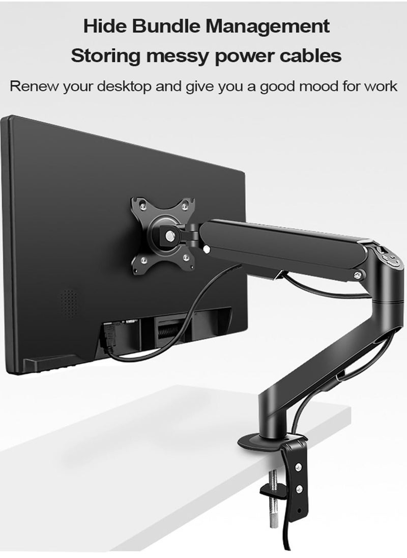 Joshberg Single Monitor Mount Stand, Articulating Gas Spring Monitor Arm,Monitor Desk Mount with Clamp and Grommet Base Fits 17 to 30 Inch LCD Computer Monitors  - Image 2