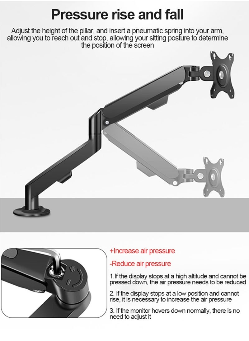 Joshberg Single Monitor Mount Stand, Articulating Gas Spring Monitor Arm,Monitor Desk Mount with Clamp and Grommet Base Fits 17 to 30 Inch LCD Computer Monitors  - Image 5