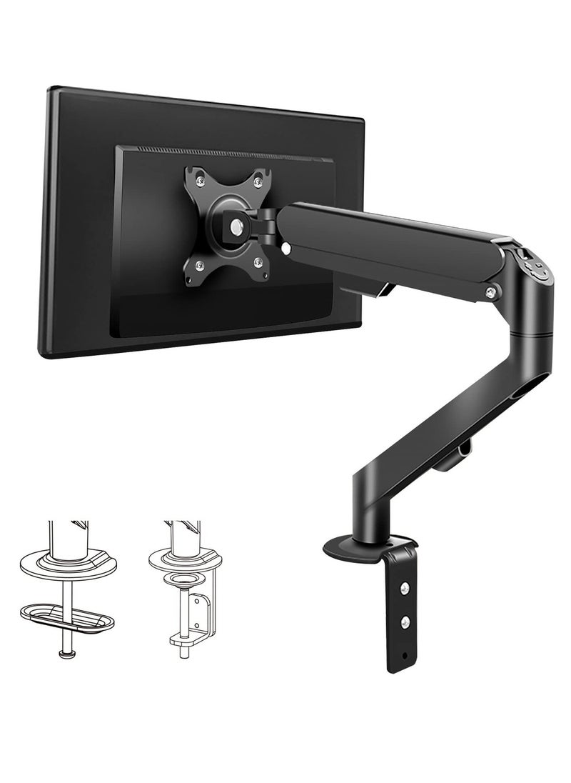 Joshberg Single Monitor Mount Stand, Articulating Gas Spring Monitor Arm,Monitor Desk Mount with Clamp and Grommet Base Fits 17 to 30 Inch LCD Computer Monitors  - Image 1