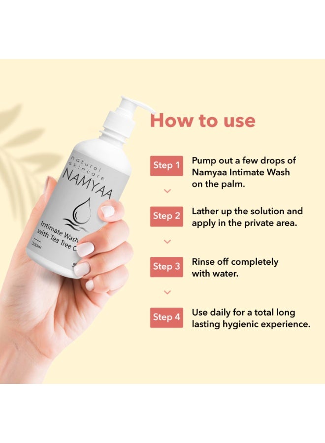 Namyaa Natural Intimate Wash With Tea Tree Oil | pH Balanced | Prevents Dryness, Bad Smell, Itching, Rashes & Irritation | Paraben Free | 300ml - Image 3