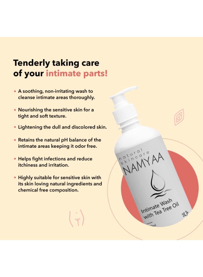 Namyaa Natural Intimate Wash With Tea Tree Oil | pH Balanced | Prevents Dryness, Bad Smell, Itching, Rashes & Irritation | Paraben Free | 300ml - Image 4