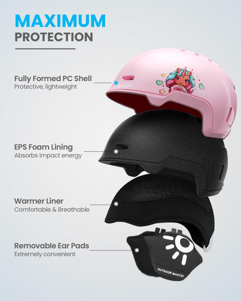 OutdoorMaster Kids Ski Helmet & Goggles Set, Durable PC Shell & EPS Foam, Snow Helmet with 12 Cooling Vents, Dial Fit, Safety-Certified for Boys & Girls - Image 2