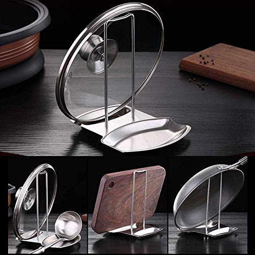 ZYLONE Lid and Spoon Rest Shelf,304 Stainless Steel Pan Pot Cover Lid Rack Stand Organizer,ZYLONE Pan Lid Organizer Storage Soup Spoon Rests Utensils Kitchen Tool - Image 4