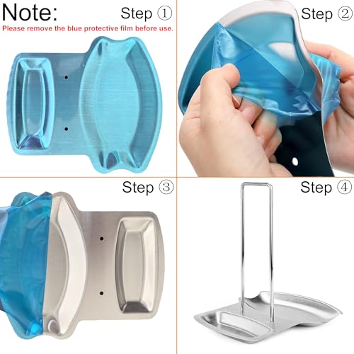 ZYLONE Lid and Spoon Rest Shelf,304 Stainless Steel Pan Pot Cover Lid Rack Stand Organizer,ZYLONE Pan Lid Organizer Storage Soup Spoon Rests Utensils Kitchen Tool - Image 2
