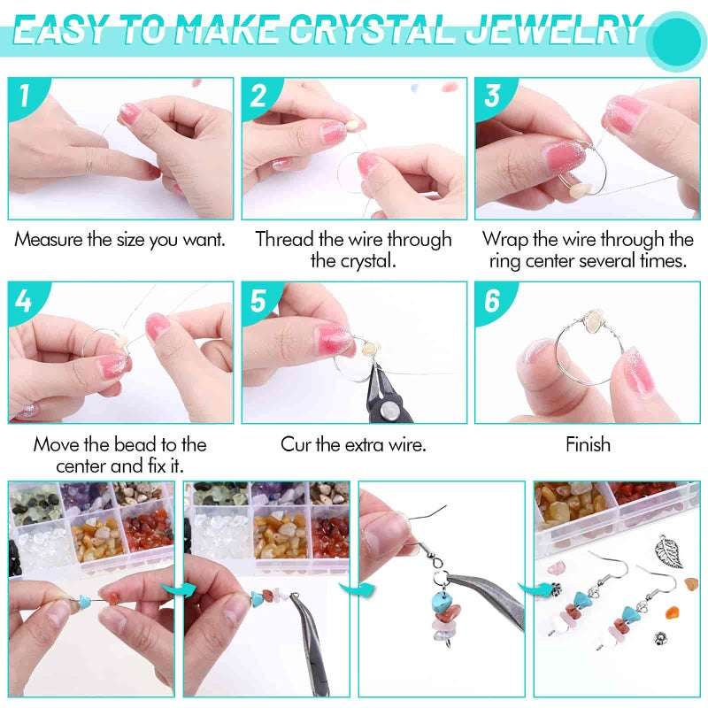 selizo طقم صنع المجوهرات من سليزي للبالغين والنساء مع 28 لون من خرز الكريستال، طقم صنع خواتم خرز الكريستال 1660 قطعة مع مستلزمات صنع المجوهرات - Image 5