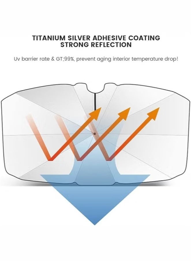 باس تيك مظلة زجاج أمامي قابلة للطي من Bastec – واقي شمس للسيارة يمنع الحرارة والأشعة فوق البنفسجية، تصميم بحواف مدببة مع فتحة فيلكرو، يحافظ على برودة داخل السيارة وسهل الاستخدام والتخزين - Image 1