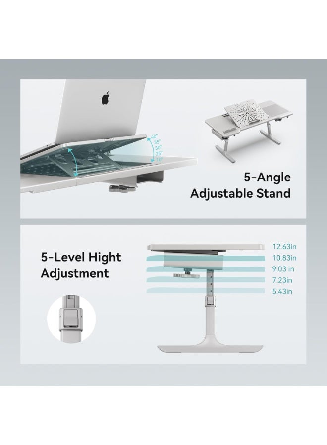DROGO 2 in 1 SitNWork Multipurpose Foldable Laptop Table Tray Stand for Office Chair with Cup Holder, Angle & Height Adjustable | Portable Laptop Bed Tray Desk Stand with Mousepad & Bookstand Grey - Image 4
