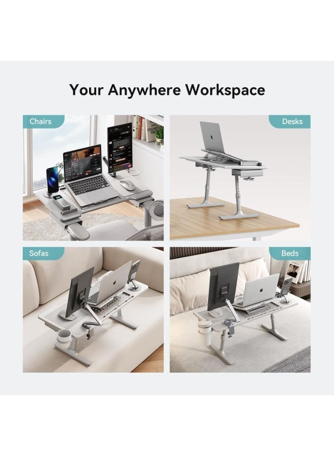DROGO 2 in 1 SitNWork Multipurpose Foldable Laptop Table Tray Stand for Office Chair with Cup Holder, Angle & Height Adjustable | Portable Laptop Bed Tray Desk Stand with Mousepad & Bookstand Grey - Image 5