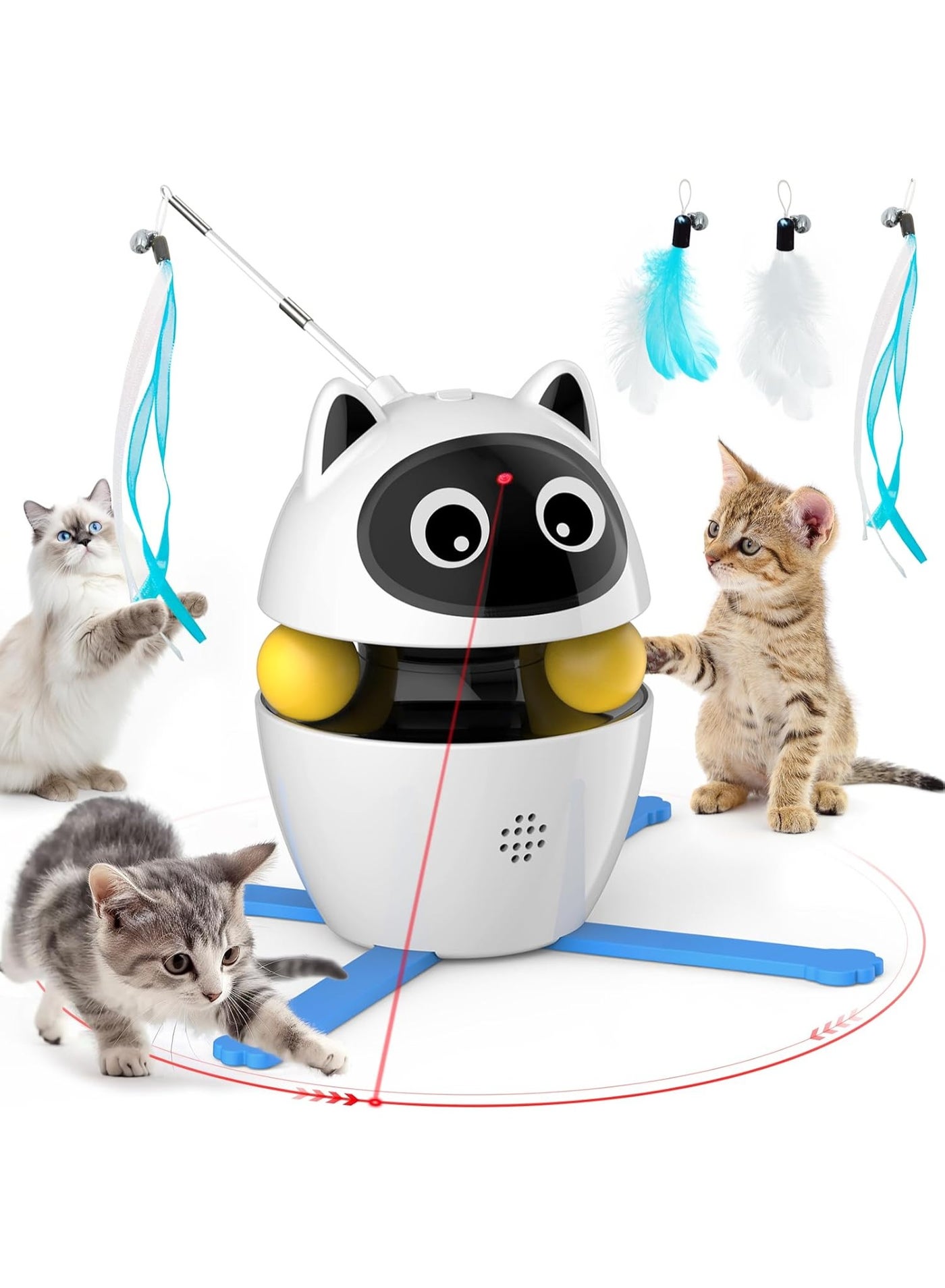 3 in 1 Laser Cat Toys, Interactive Cat Toys for Indoor Cats, Automatic Rechargeable Electronic Kitten Toys, 3 Modes Random Trajectory Activated by