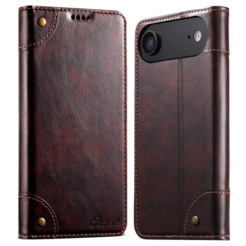 Suteni For Iphone Air Baroque Calf Texture Buckle Wallet Leather Phone Case(Brown) - Image 1