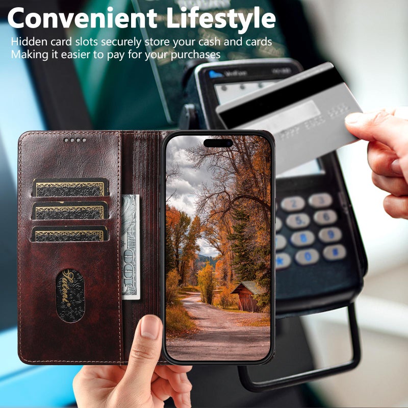 Suteni For Iphone Air Baroque Calf Texture Buckle Wallet Leather Phone Case(Brown) - Image 5