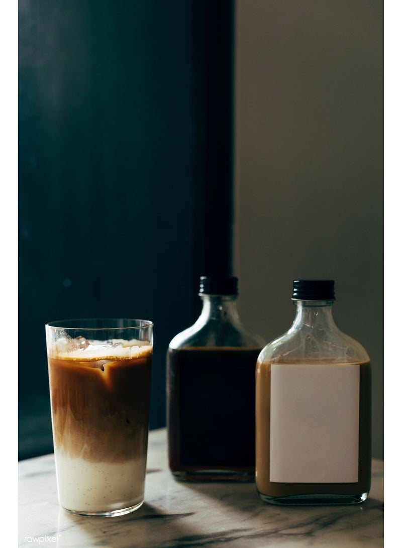 6pcs empty juice bottle glass milk beverage bottle whiskey bottle vodka bottle party drink shop coffee shop (200ML, black lid) - Image 2