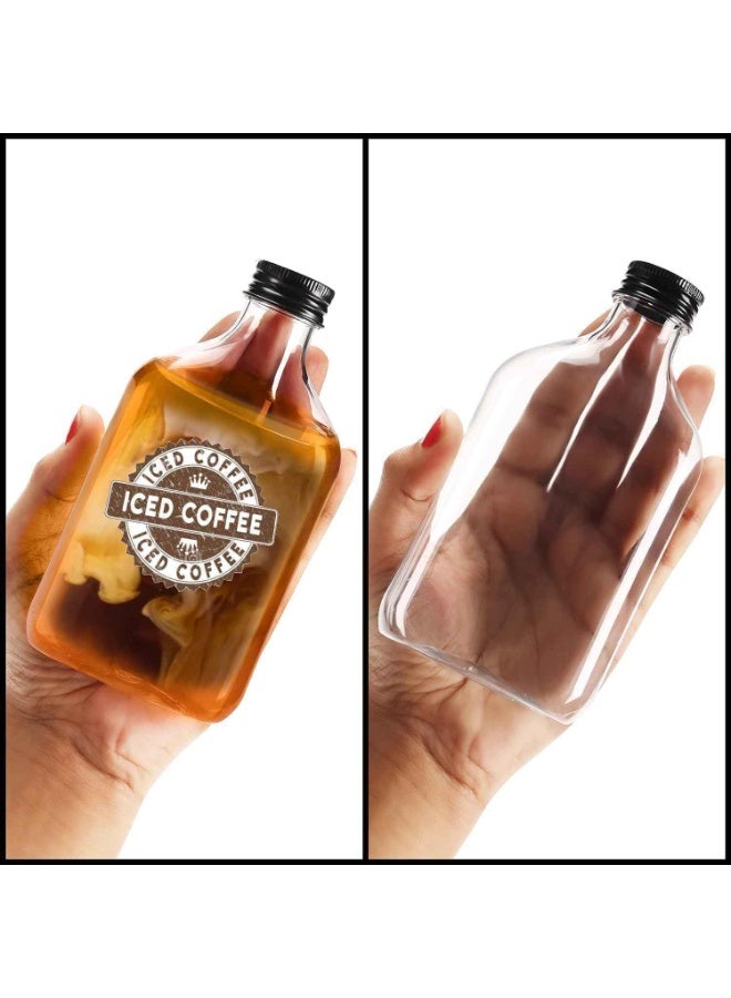 6pcs empty juice bottle glass milk beverage bottle whiskey bottle vodka bottle party drink shop coffee shop (200ML, black lid) - Image 3