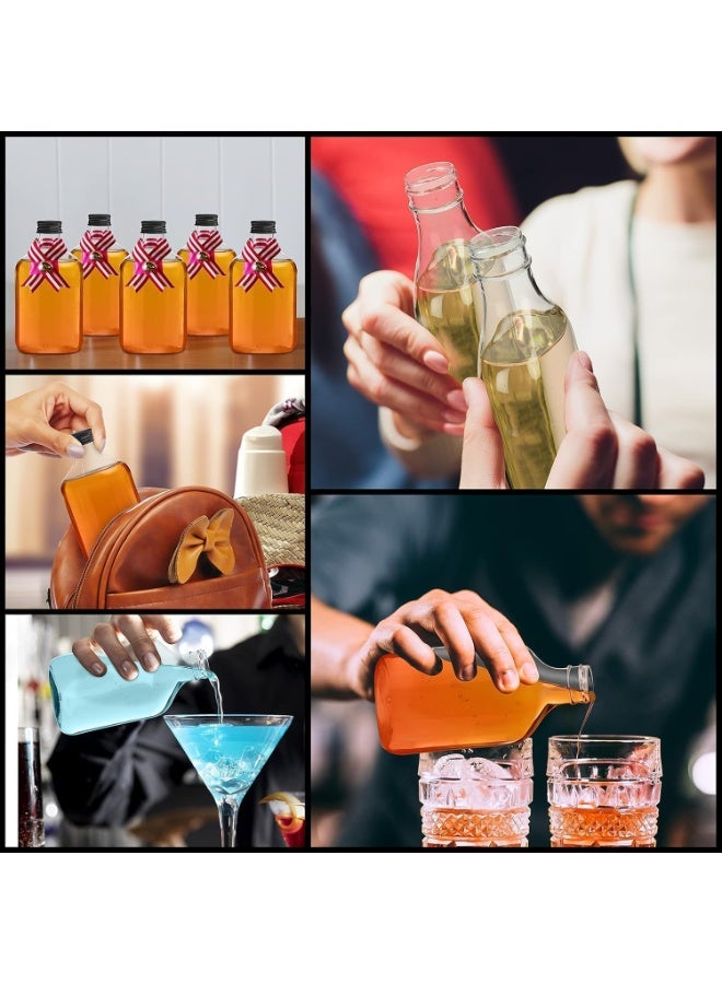 6pcs empty juice bottle glass milk beverage bottle whiskey bottle vodka bottle party drink shop coffee shop (200ML, black lid) - Image 4