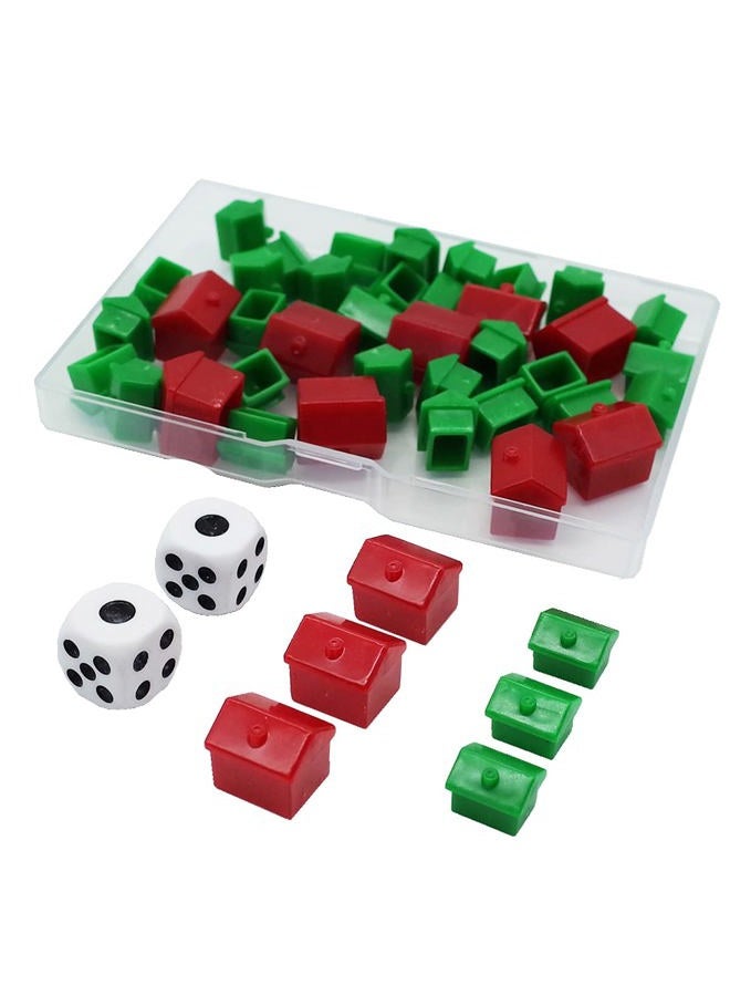 FOIBURELY Game Replacement Pieces Games Hotels Houses and Dice, Game Set of Plastic - Image 1