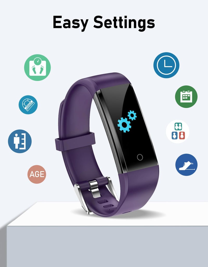 GRV No Bluetooth Pedsometer Watch Tracker لا يوجد هاتف مطلوب خطوة عداد السعرات الحرارية/تعقب النوم للمشي للرجال للرجال مقاومة للماء (أرجواني) - Image 3