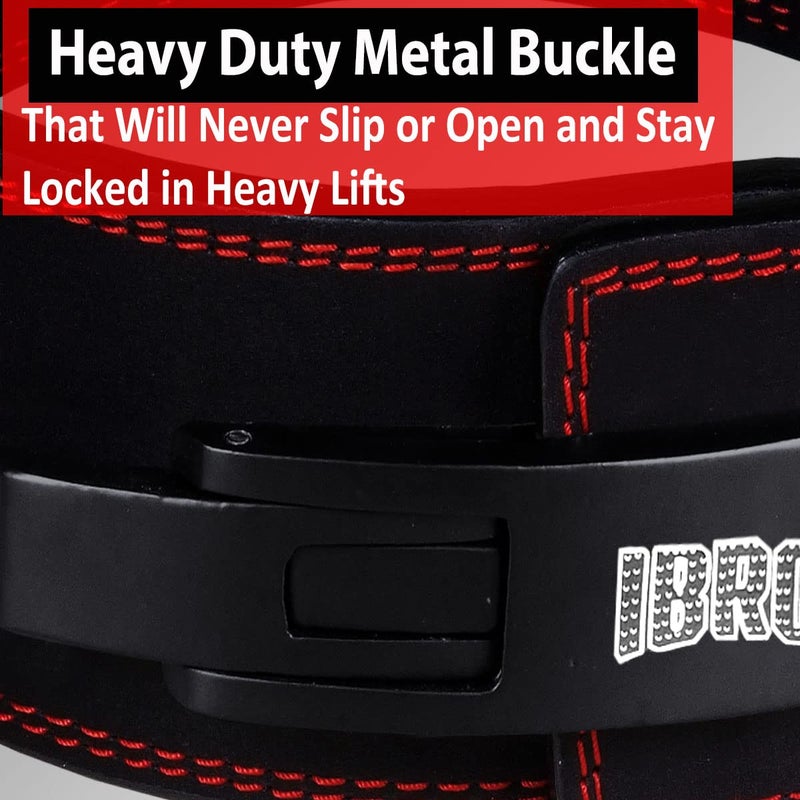 IBRO Powerlifting Lever Gym Belt â€“ Power 10MM Extreme Heavy Duty Genuine Leather Belts - Squats Deadlifts Bodybuilding Weight Lifting IPF Power Lifting Strongman for Men AllBlack S - Image 5