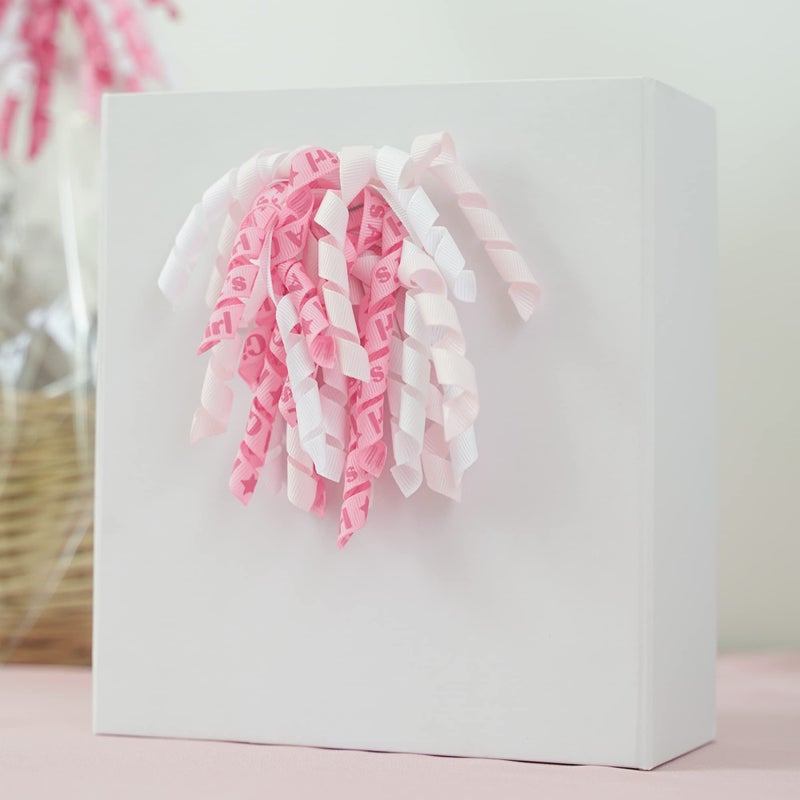 HUIHUANG Curly Ribbon Bows for Gift Wrapping Its A Girl Gift Bow Baby Pink Self Adhesive Curly Bow Assortment for Presents Gift Bags Basket Baby Shower Party Favor DIY Crafts 6 Counts X 6 Inch