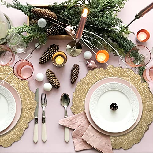MAONAME 13" Gold Charger Plates, Round Reef Chargers for Dinner Plates, Plastic Plate Chargers for Table Setting, Wedding Decor, Set of 6 - Image 3