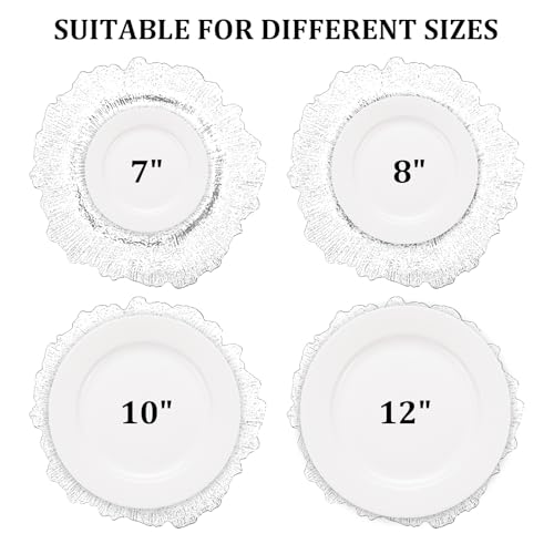 MAONAME 13" Gold Charger Plates, Round Reef Chargers for Dinner Plates, Plastic Plate Chargers for Table Setting, Wedding Decor, Set of 6 - Image 5