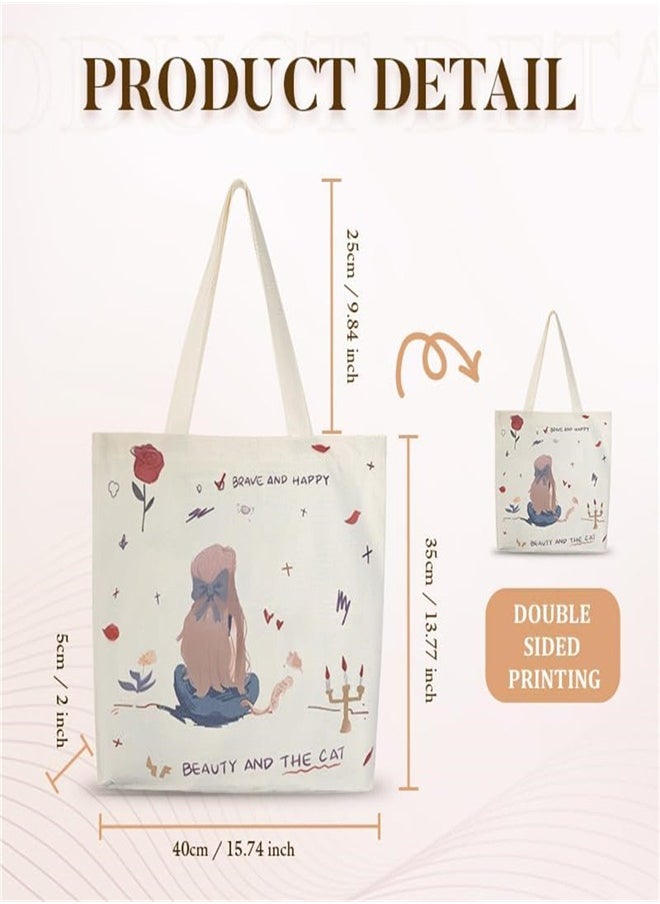 KAIDIFEINIROO Aesthetic Canvas Tote Bag for Women. Stylish, Heavy-Duty Reusable Tote with Zipper Closure & Inner Pocket  - Image 4