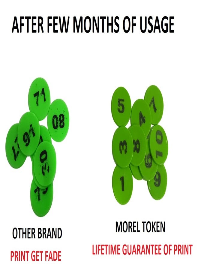 MOREL Embossed 1 to 500 Numerical Plastic Round Shape Token Coin(31MM) USE for Shop, Board Games, Stores, House, School ETC.(Green Color), Lifetime GARANTY of Printing - Image 5