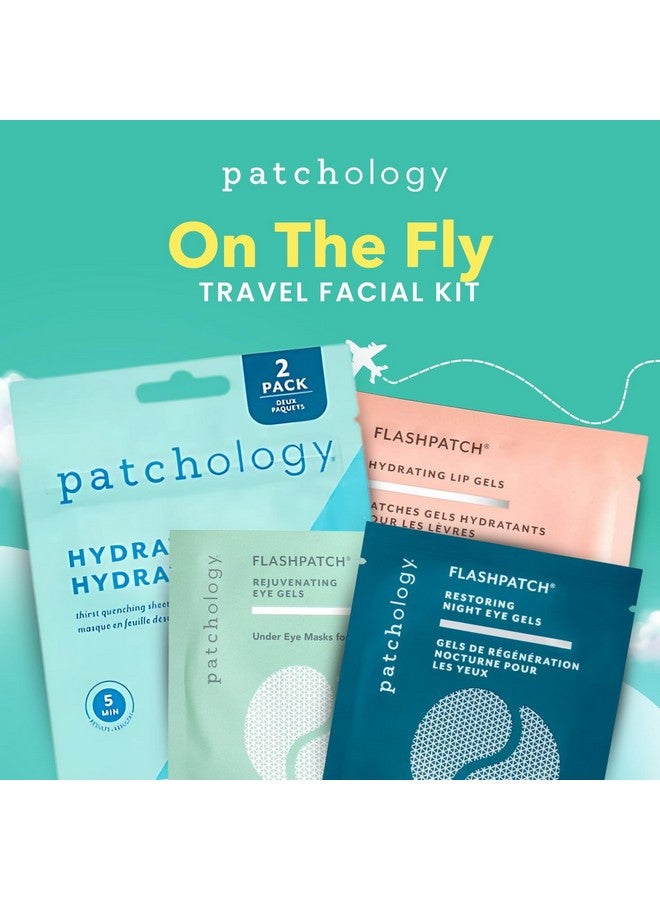 Patchology On The Fly Travel Facial Kit - Travel-Friendly Hydrating Skincare Essentials for Face, Eyes and Lips - Includes 2 Pair Under Eye Patches, 2 Hydrate Sheet Mask for Refreshed Skin,1 Lip Mask - Image 2