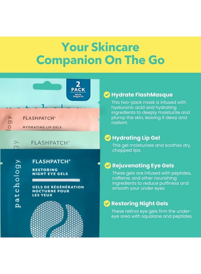 Patchology On The Fly Travel Facial Kit - Travel-Friendly Hydrating Skincare Essentials for Face, Eyes and Lips - Includes 2 Pair Under Eye Patches, 2 Hydrate Sheet Mask for Refreshed Skin,1 Lip Mask - Image 5