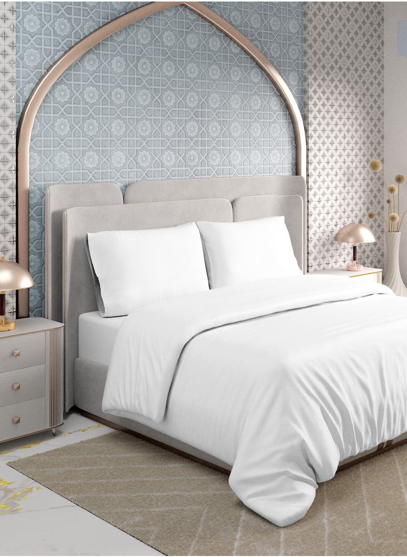 Solid 1 Duvet Cover + 1 Pillow Cover Single Cotton White 200x135cm